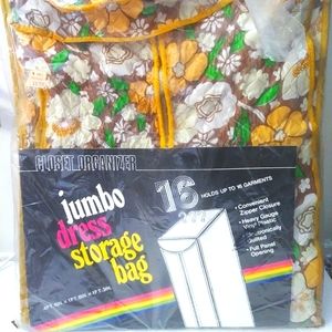 Vintage Flower Power JUMBO DRESS STORAGE Bag w/Hangers, Closet Organizer